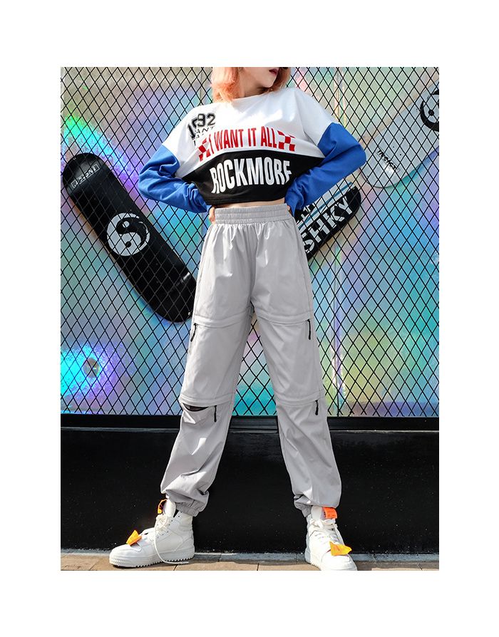 Spring New Women Zipper Opening Elastic Waist Casual Trousers